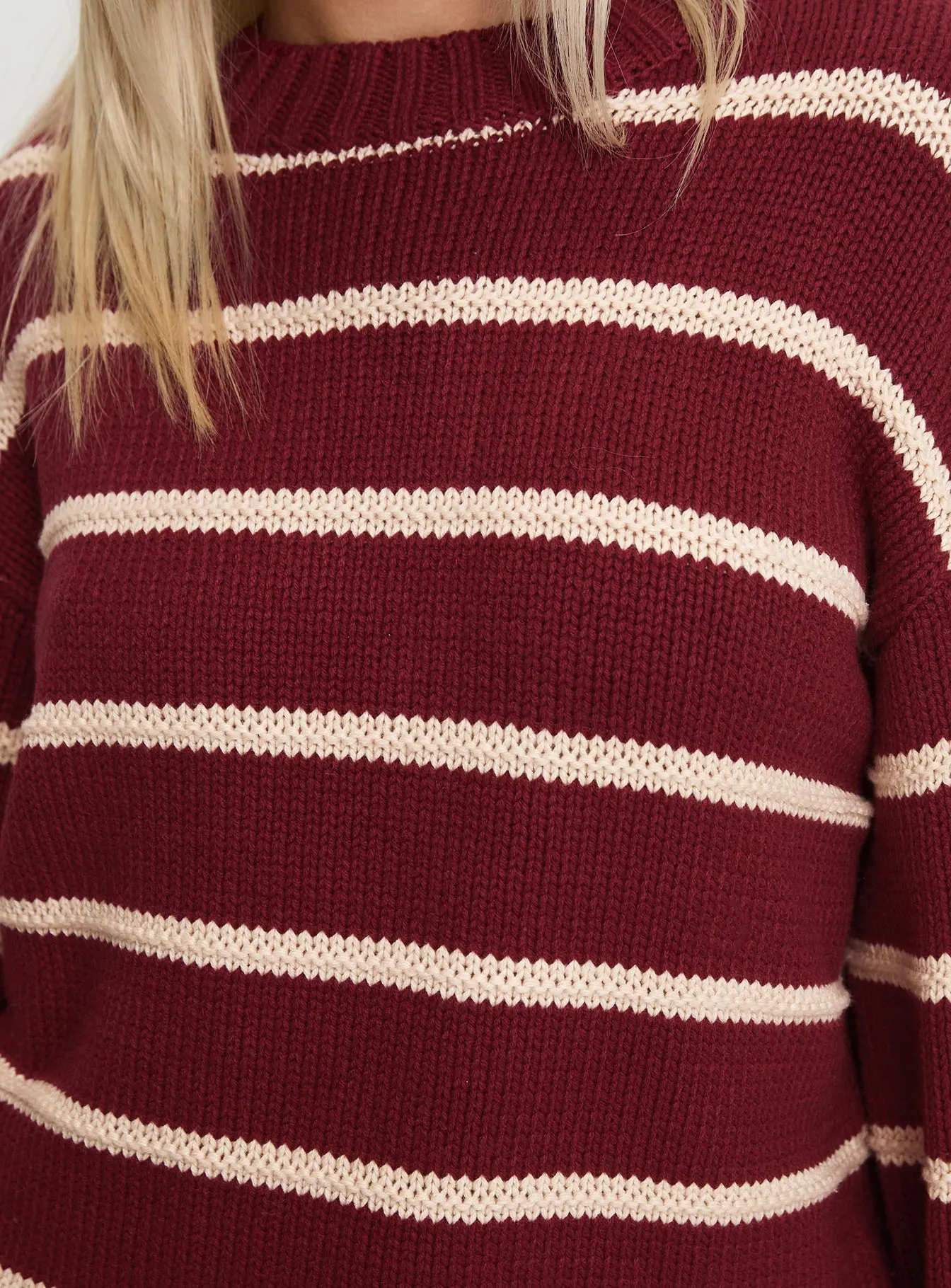 Read Your Mind Knit Sweater Maroon Stripe