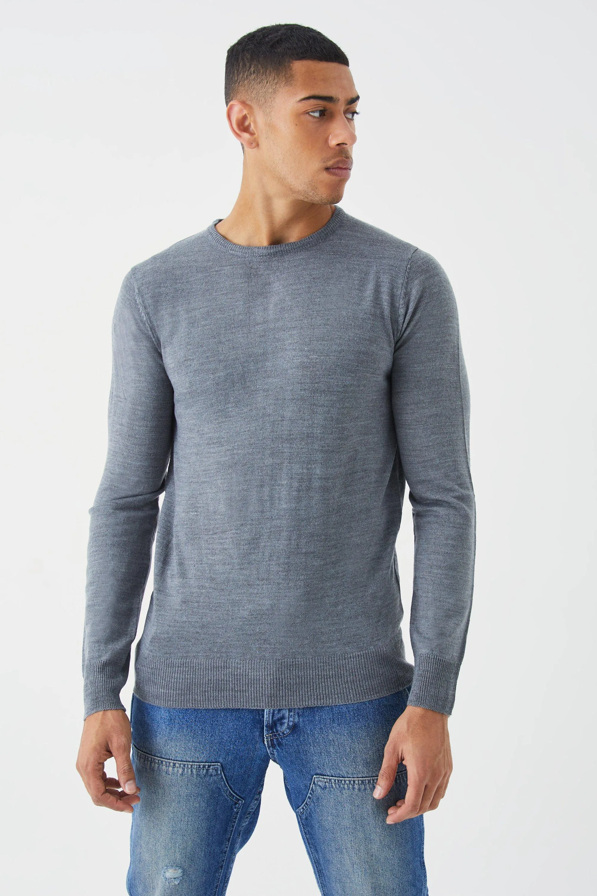 Regular Fit Crew Neck Knitted Sweater