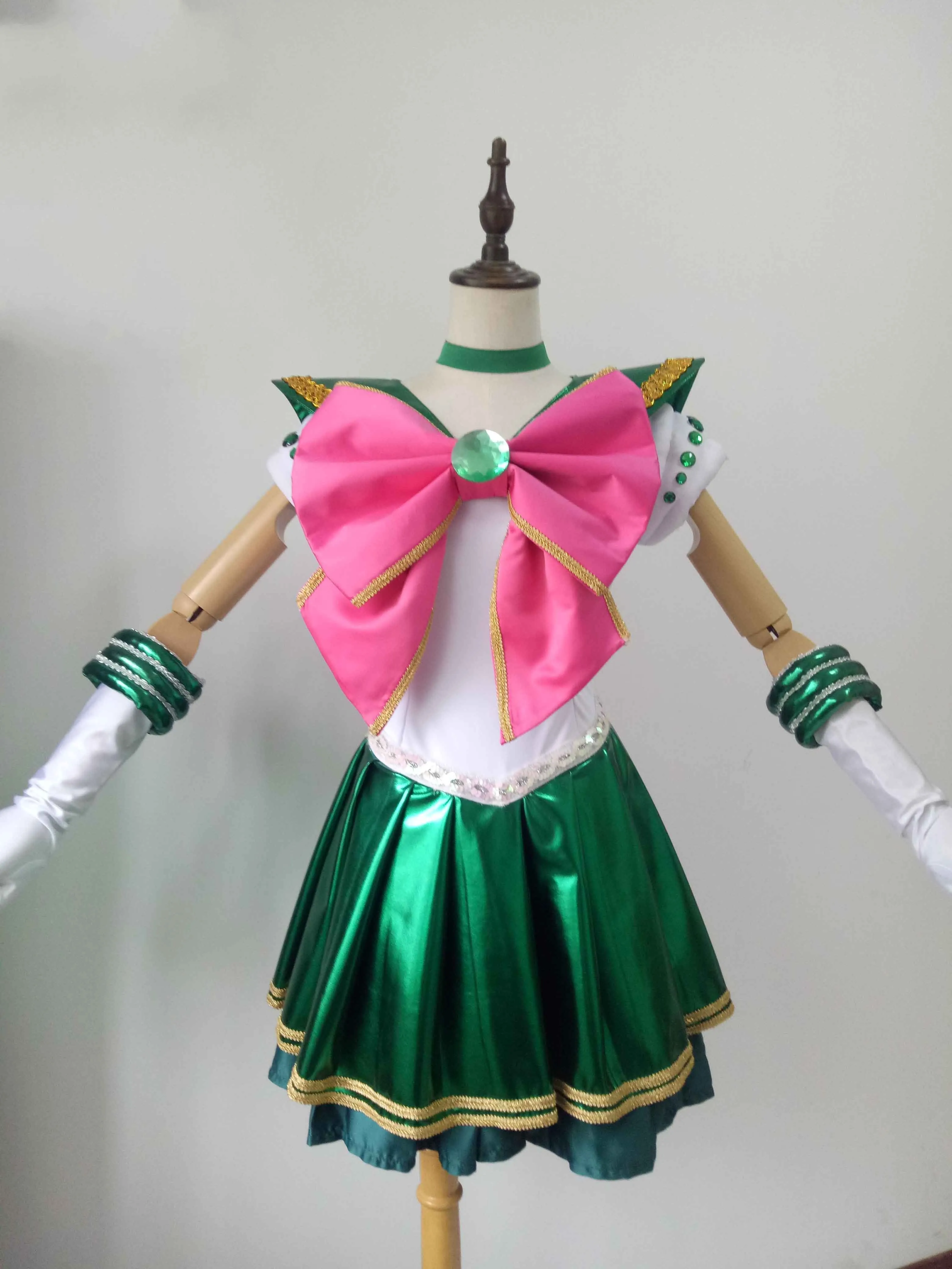 Sailormoon Sailor Jupiter PU Leather Musical Cosplay Costume