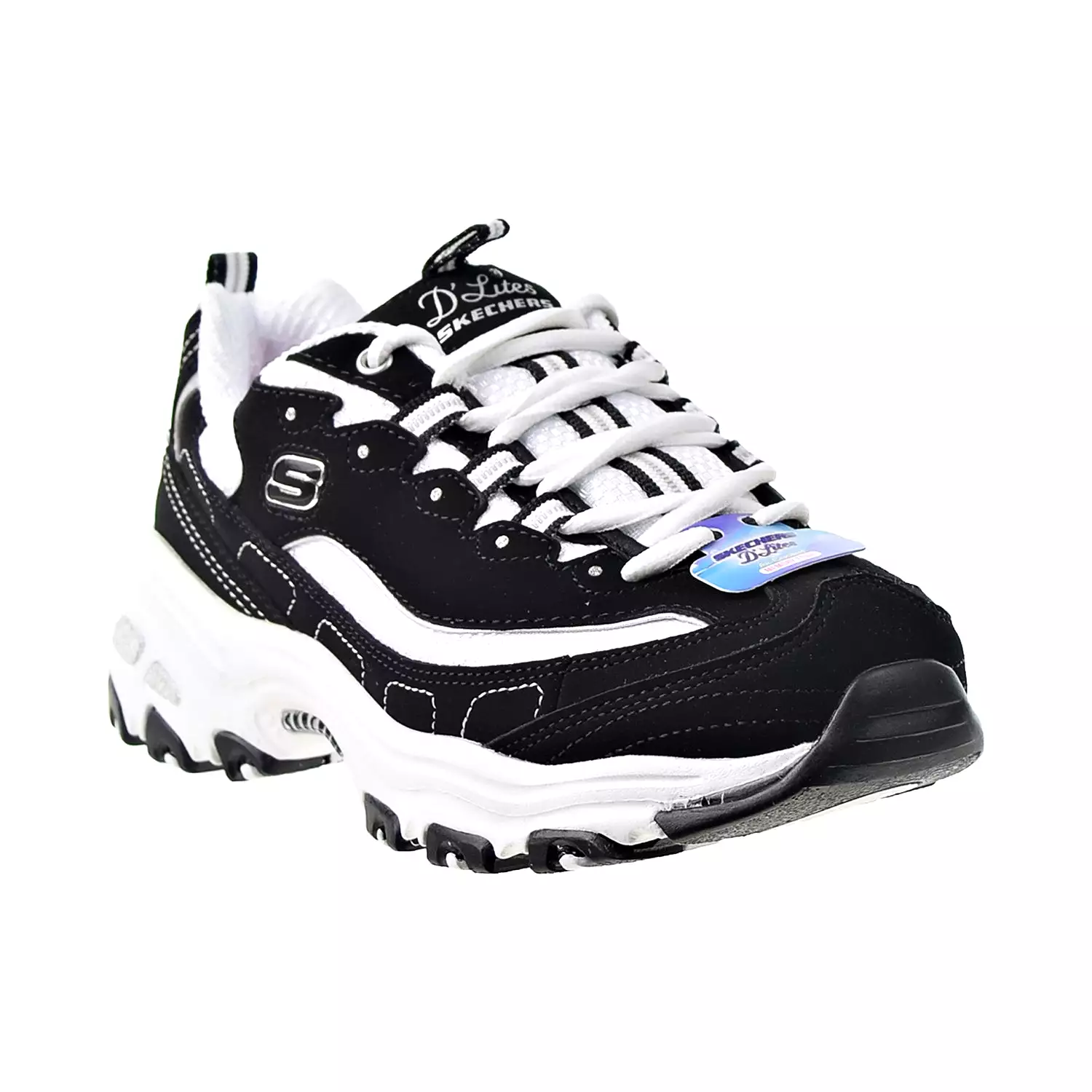 Skechers D'Lites Biggest Fan Extra Wide Width Women's Shoes Black-White