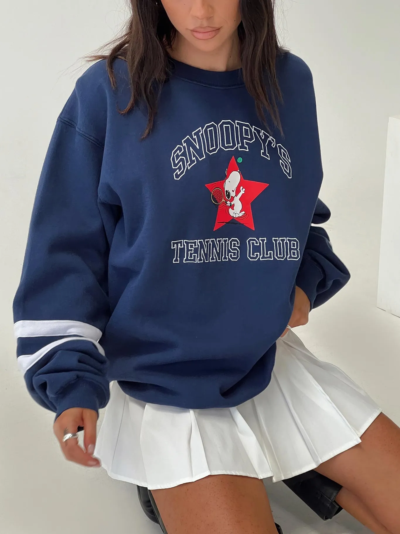 Snoopy Star Tennis Club Sweater Navy