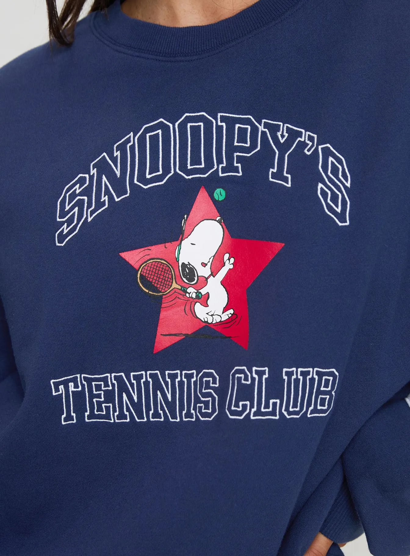 Snoopy Star Tennis Club Sweater Navy