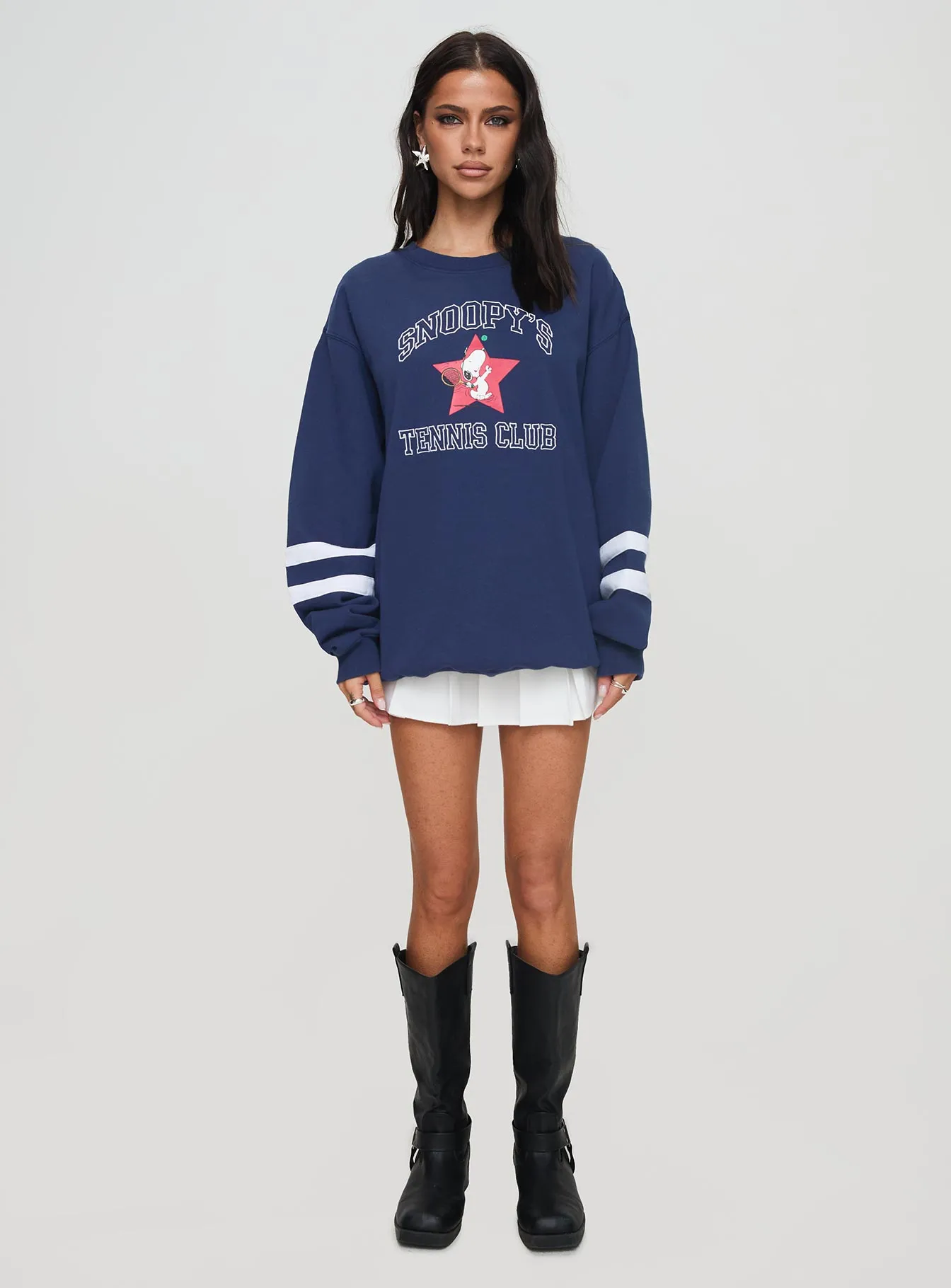 Snoopy Star Tennis Club Sweater Navy