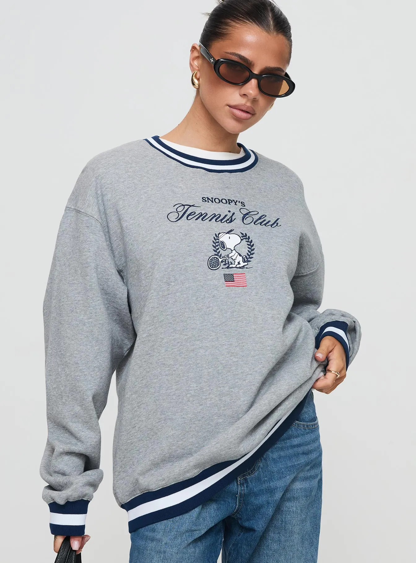 Snoopy Tennis Club Sweater Grey