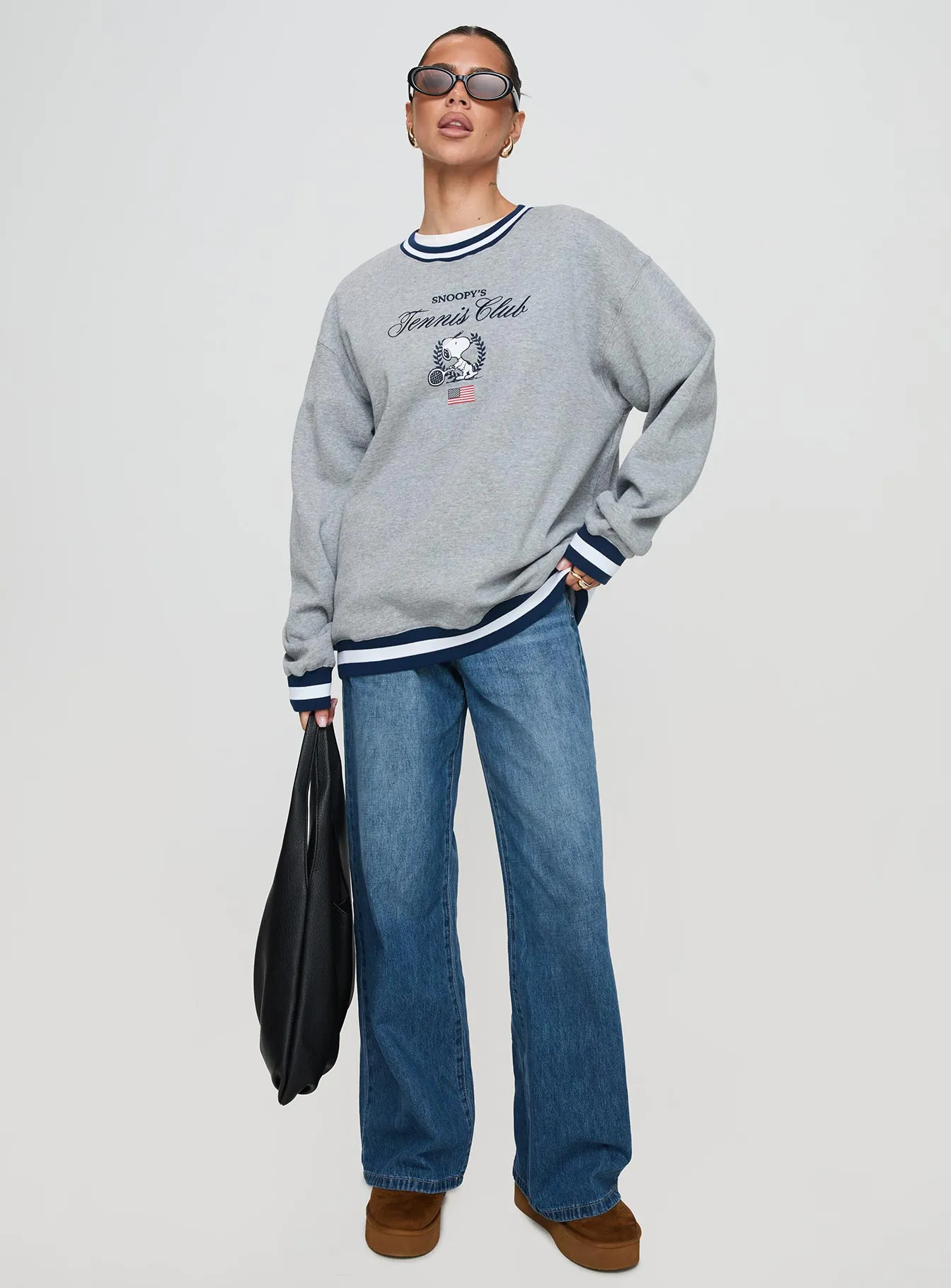 Snoopy Tennis Club Sweater Grey