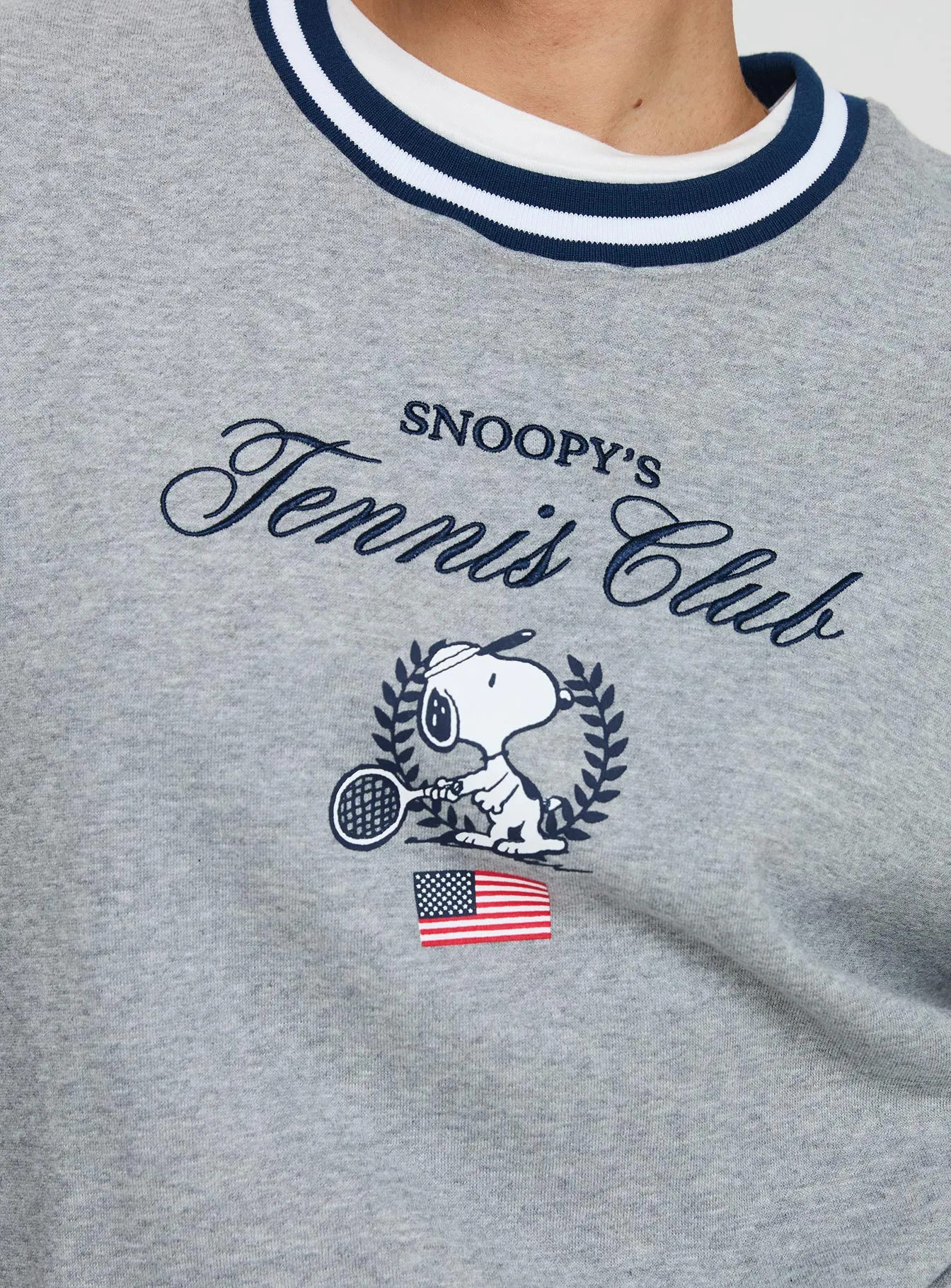 Snoopy Tennis Club Sweater Grey