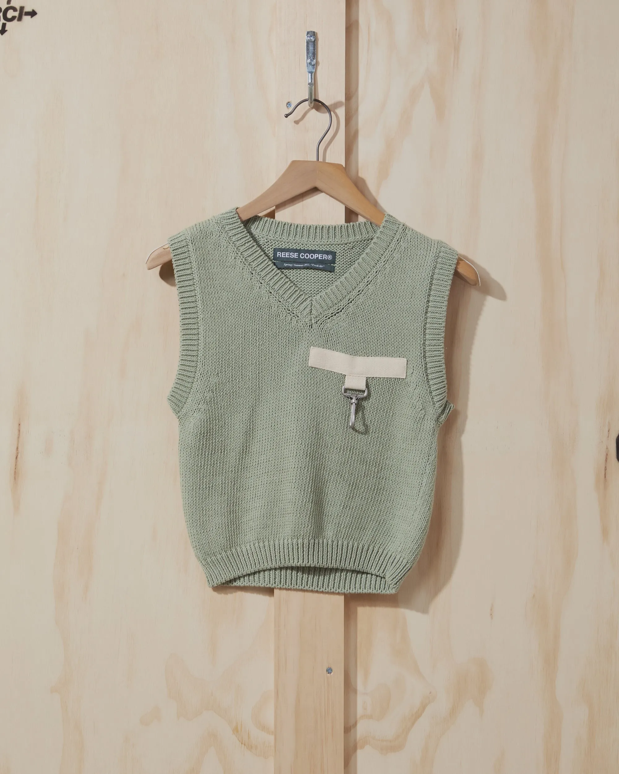 SS22 Womens Knit Sweater Vest in Green