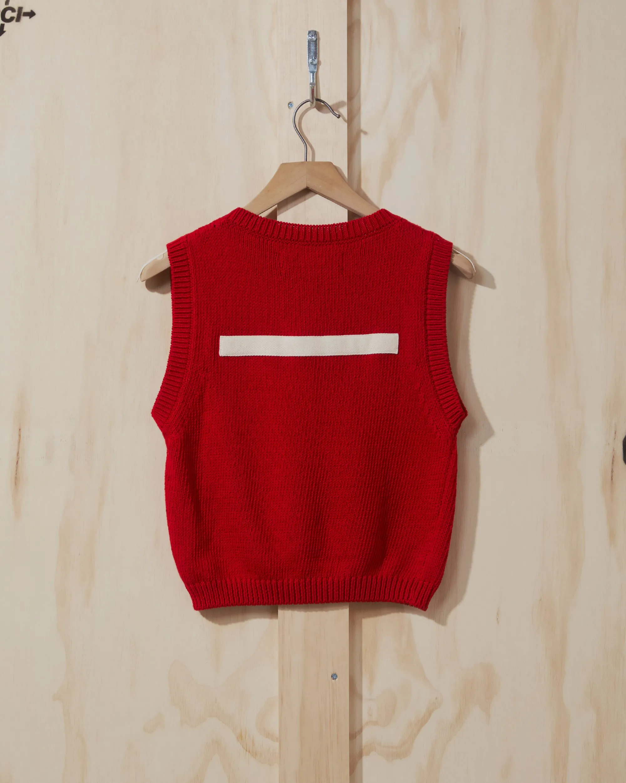 SS22 Womens Knit Sweater Vest in Red