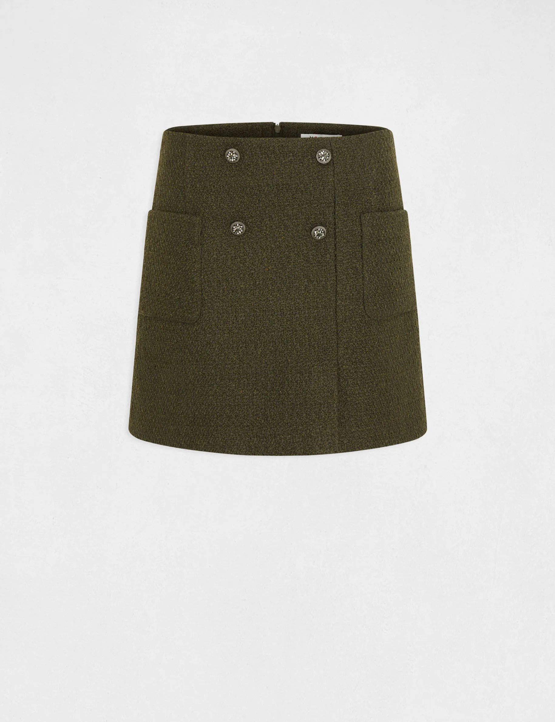 Straight skirt with buttons dark green women