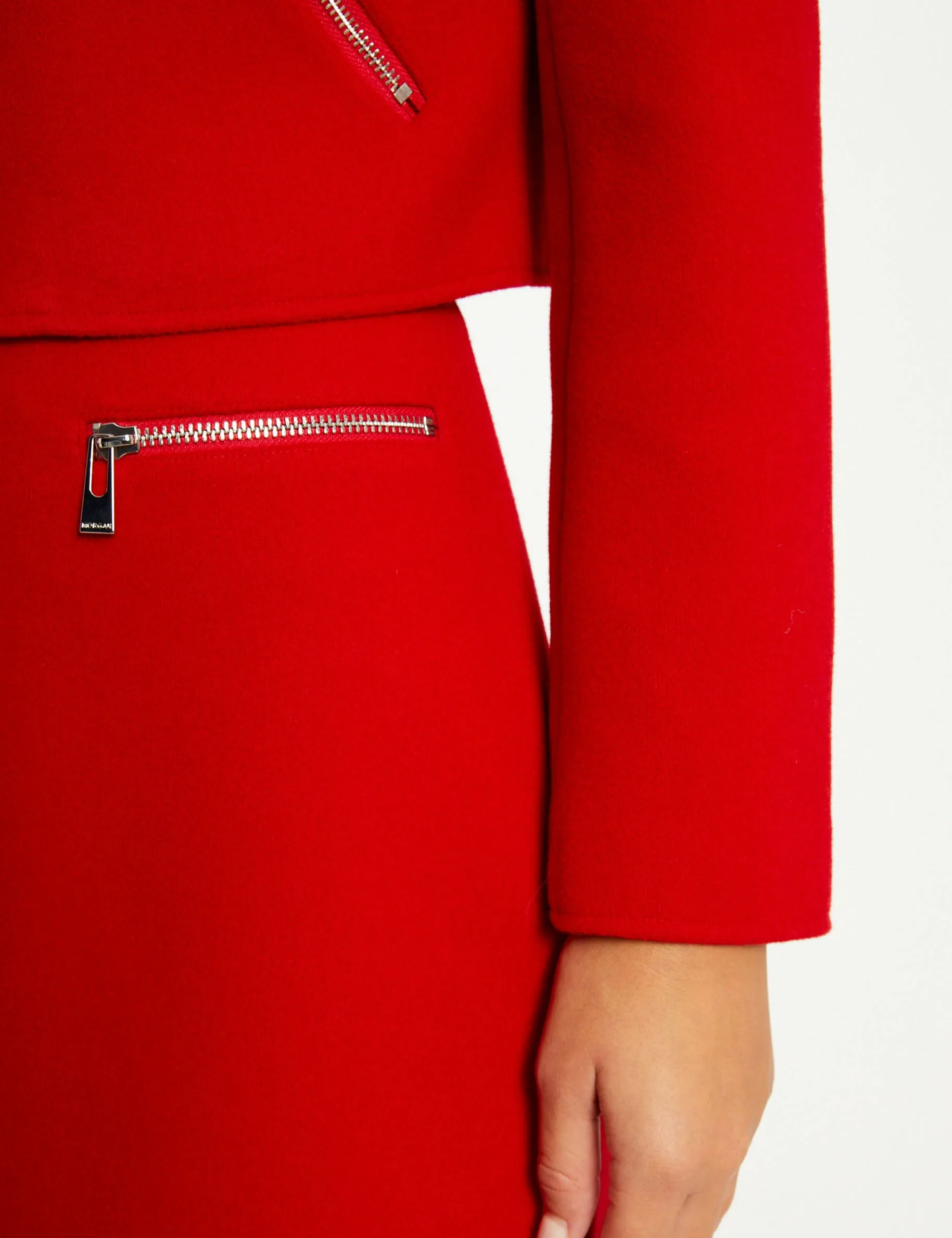 Straight zipped skirt red women