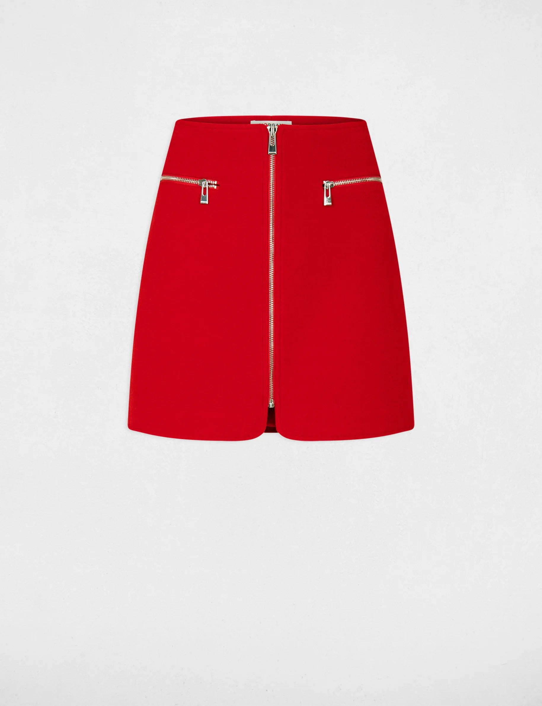 Straight zipped skirt red women