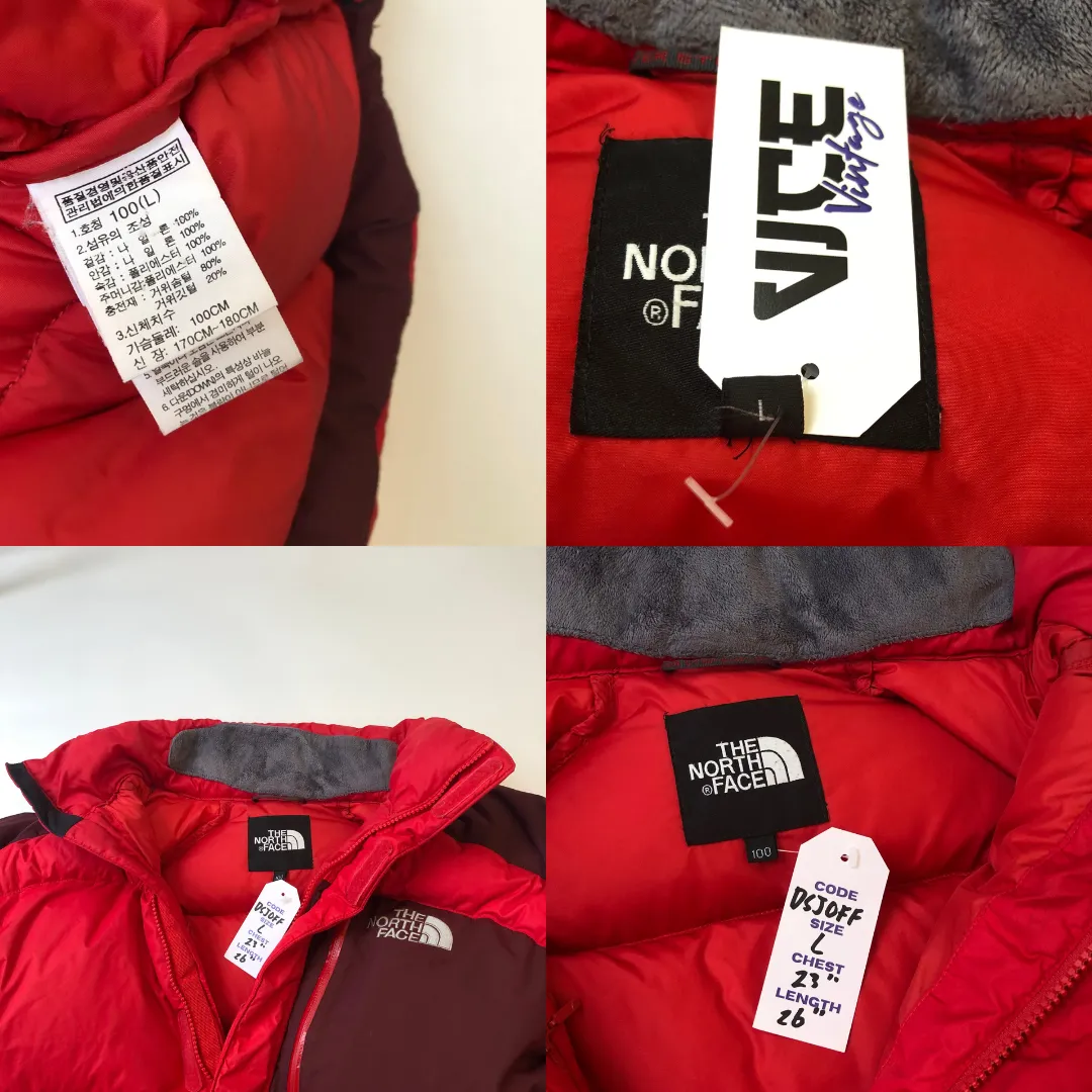 The North Face Nuptse 700 Hyvent Red/Burgundy Down Puffer Jacket Large