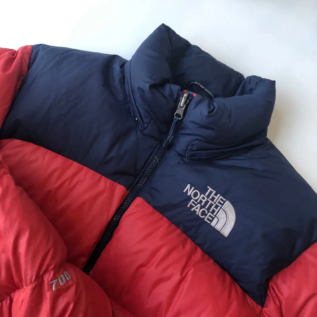 The North Face Nuptse 700 Red/Navy Down Puffer Jacket Medium/Large