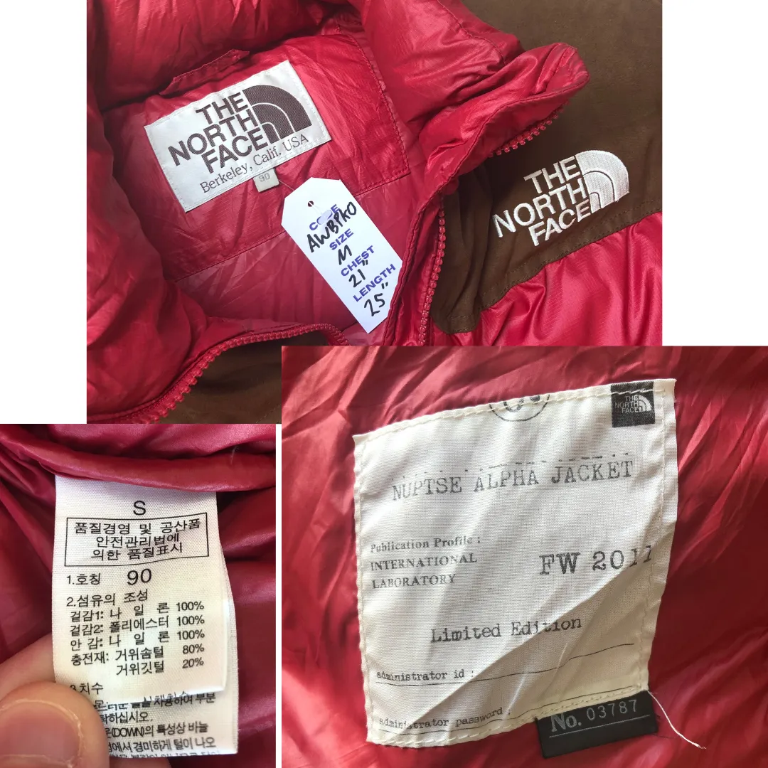 The North Face Nuptse 700 Vintage 1990s Red/Brown Puffer Jacket Small