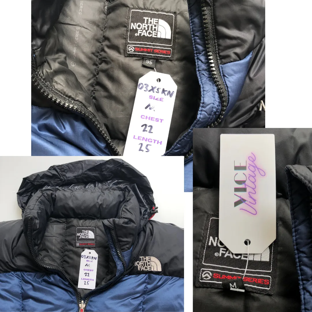 The North Face Summit Series Nuptse 800 Black/Navy Down Puffer Jacket Medium