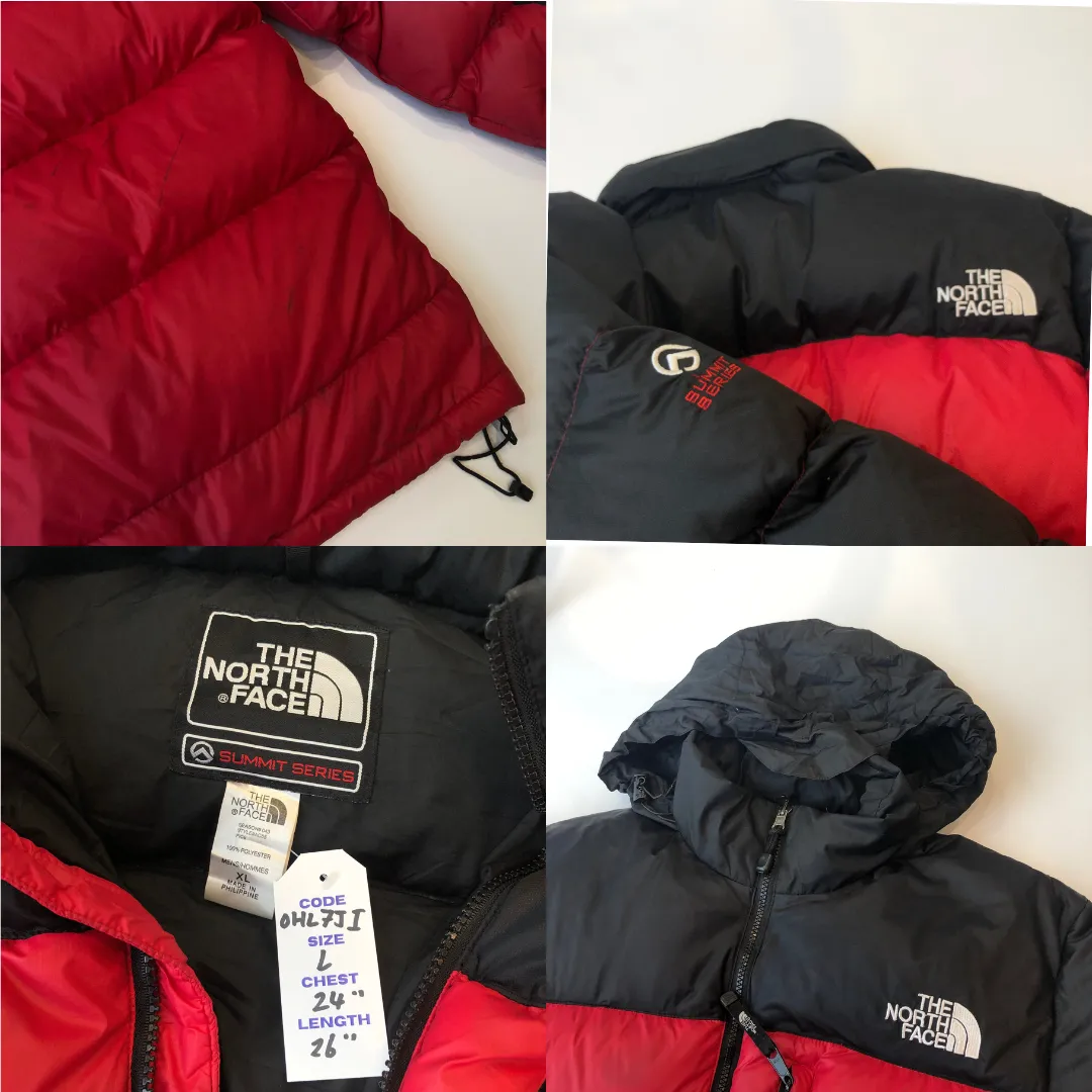 The North Face Summit Series Nuptse Red/Black Down Puffer Jacket Large