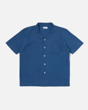 UNIVERSAL WORKS ROAD SHIRT IN WASHED INDIGO SEERSUCKER