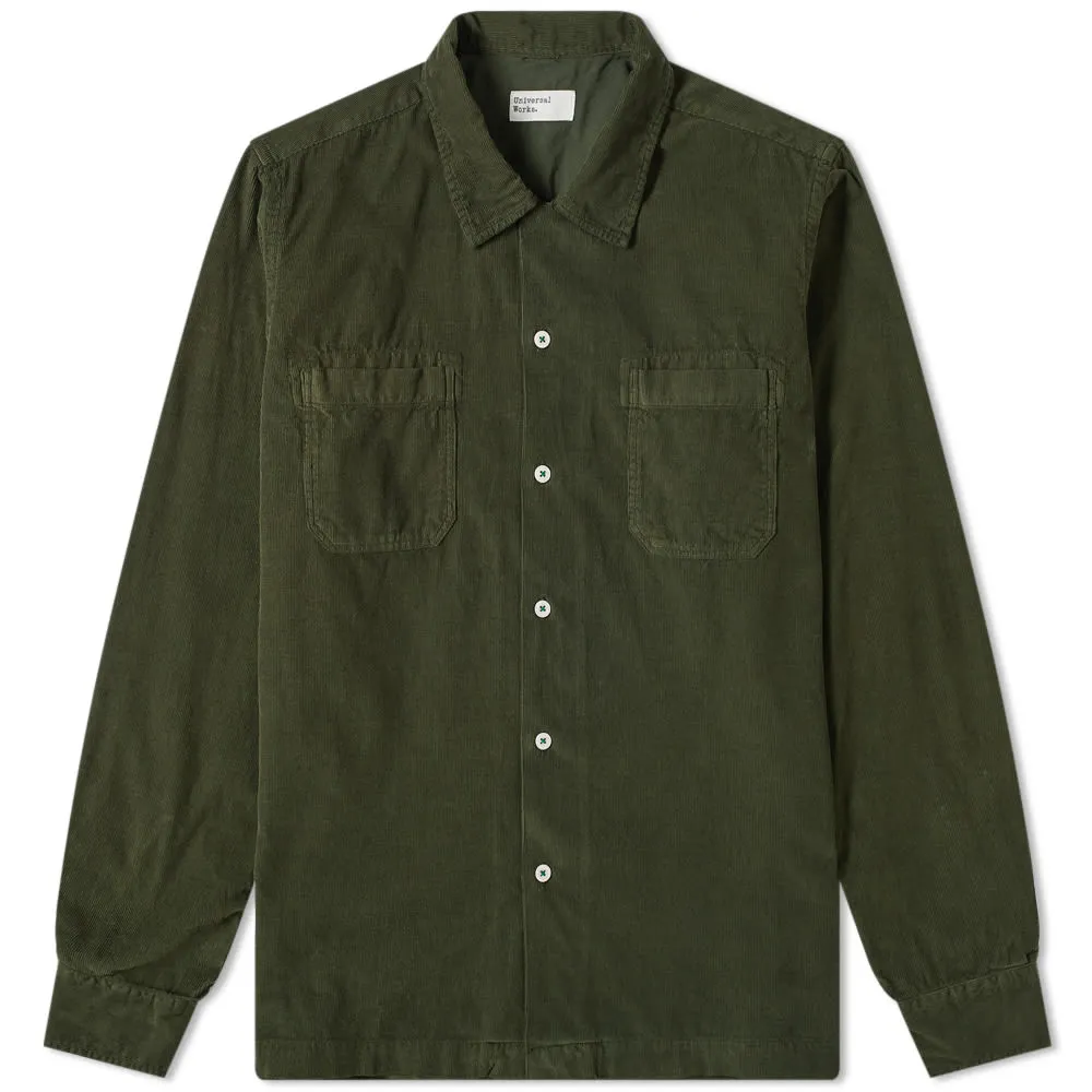 Universal Works Super Fine Cord Garage ShirtGreen