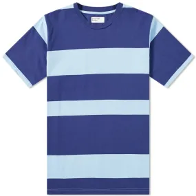 Universal Works Wide Stripe TeeSky Blue & Blueprint