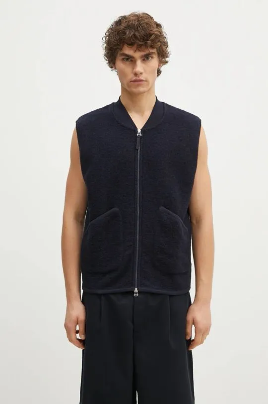 Universal Works wool vest navy blue color 31406