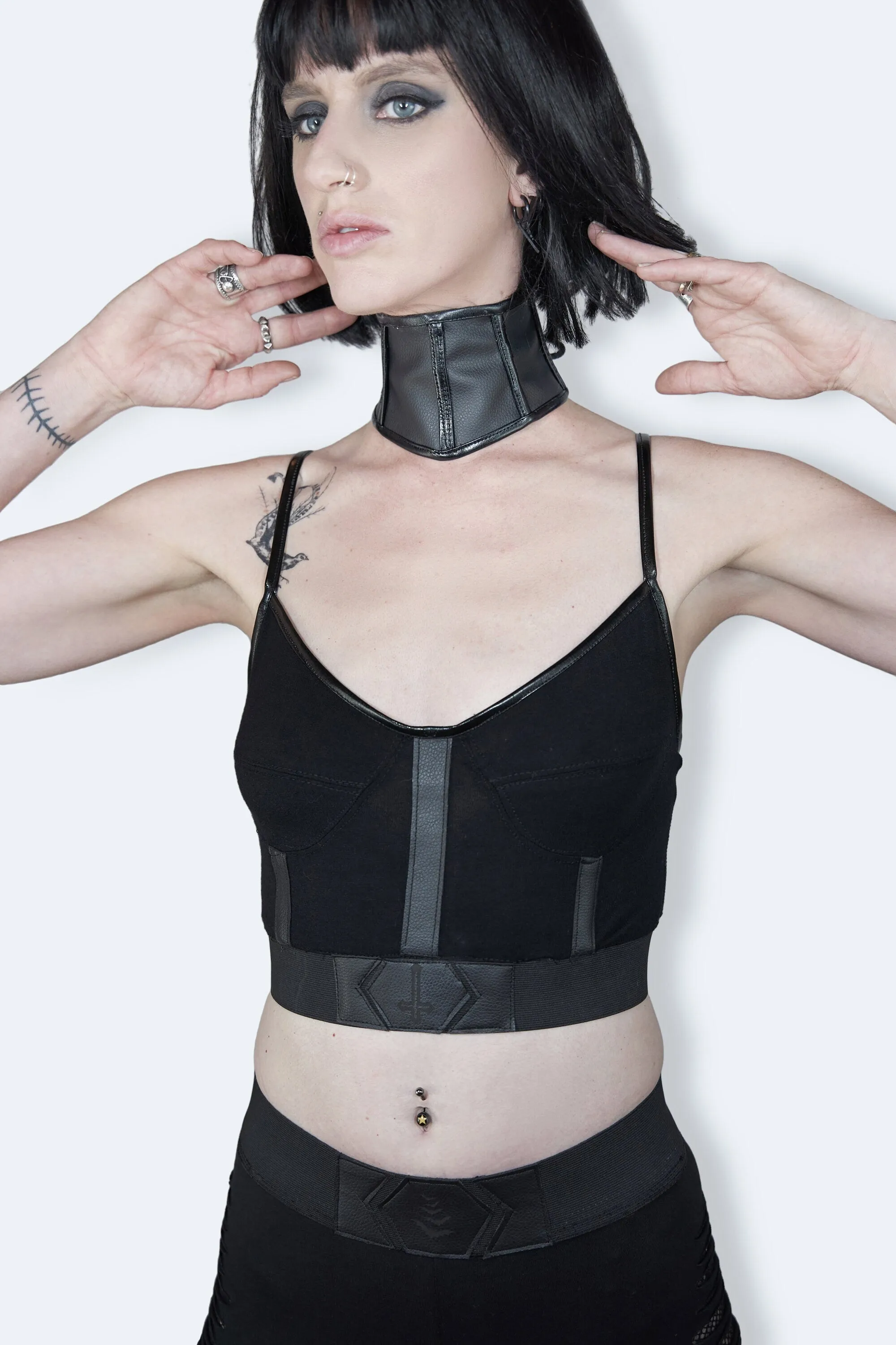 vegan leather corset choker