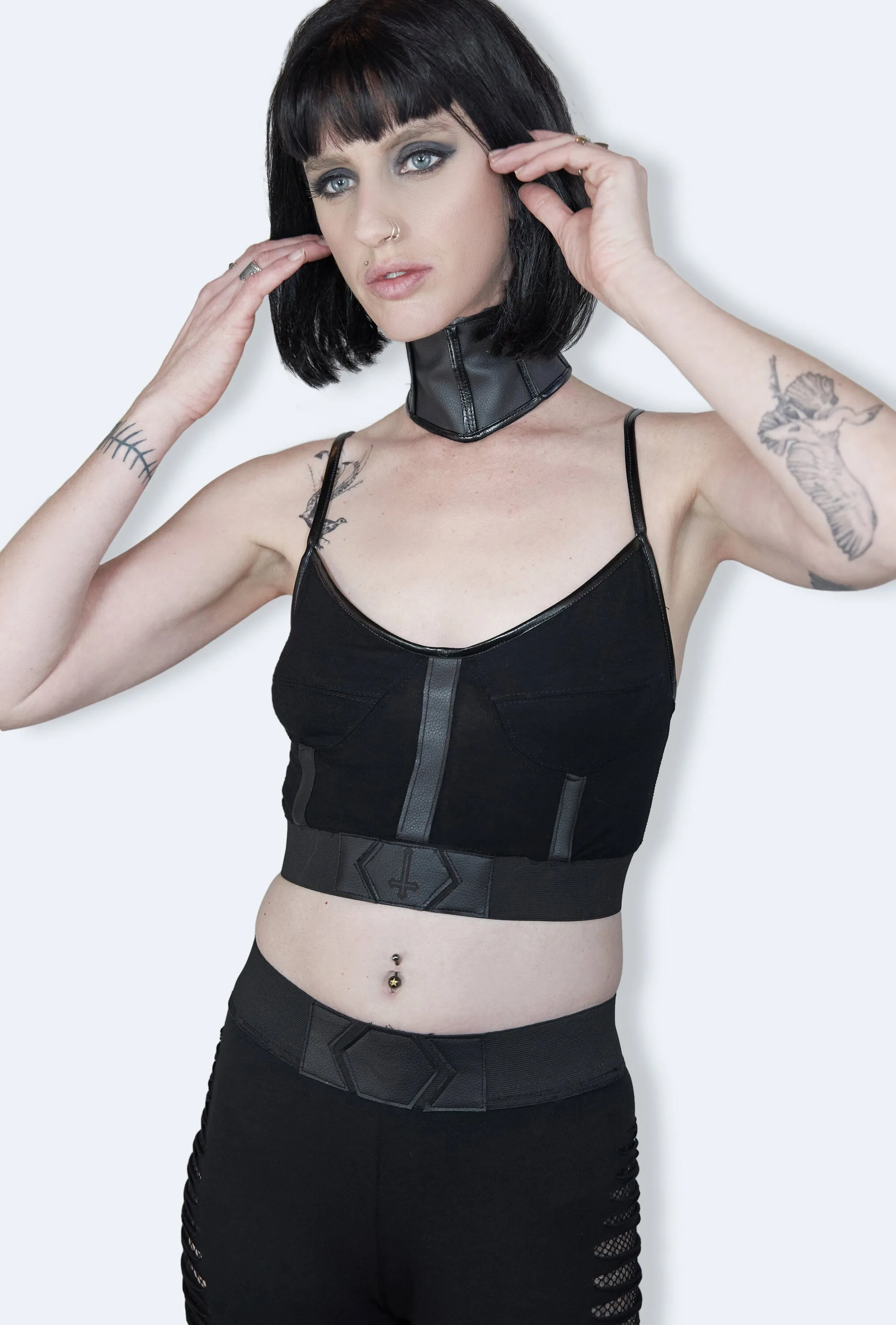 vegan leather corset choker