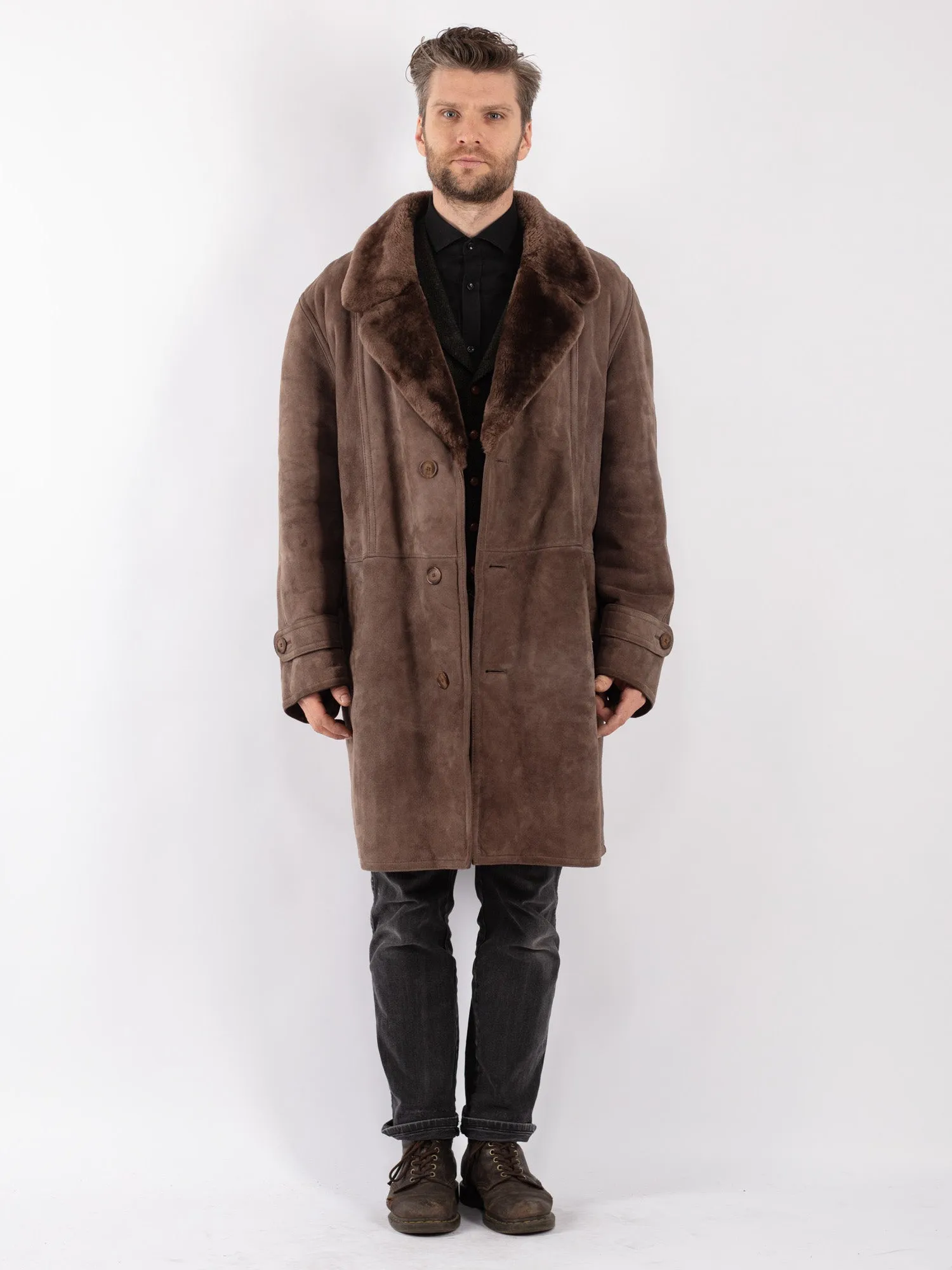 Vintage 70's Men Sheepskin Coat in Brown