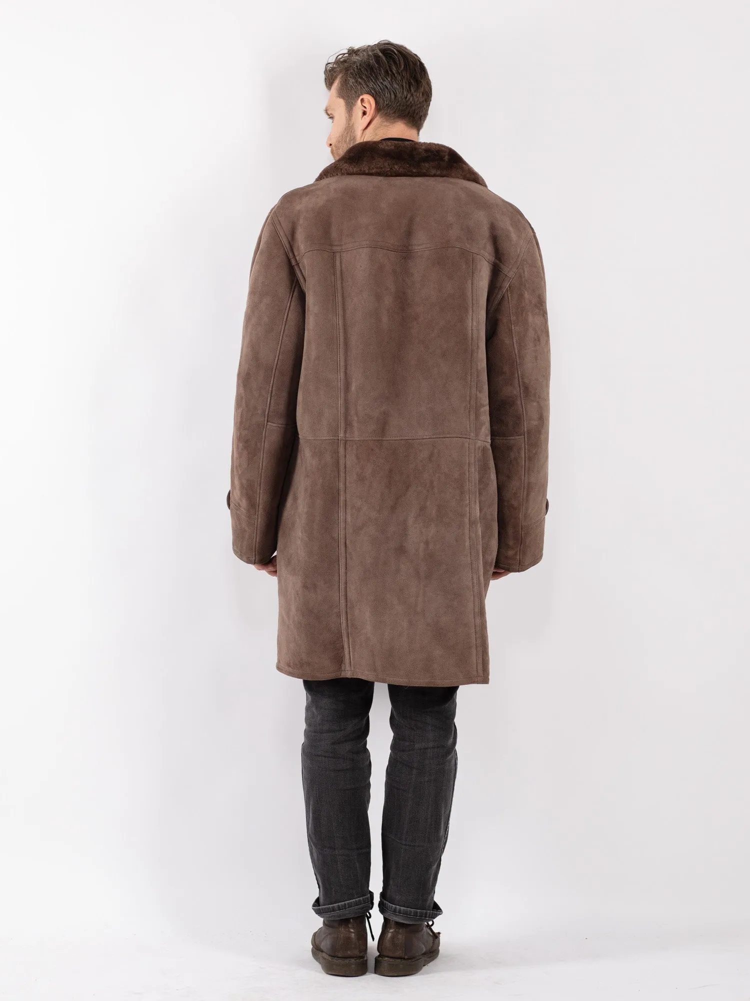 Vintage 70's Men Sheepskin Coat in Brown