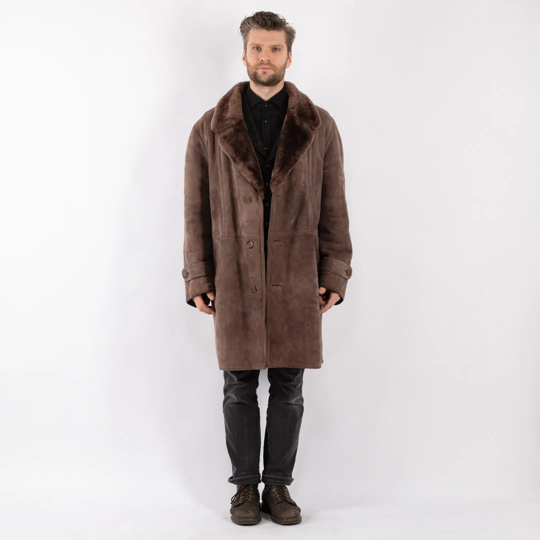 Vintage 70's Men Sheepskin Coat in Brown