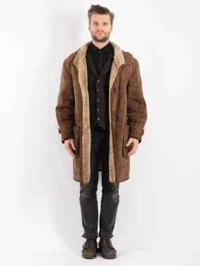 Vintage 80's Men Sheepskin Coat in Beige