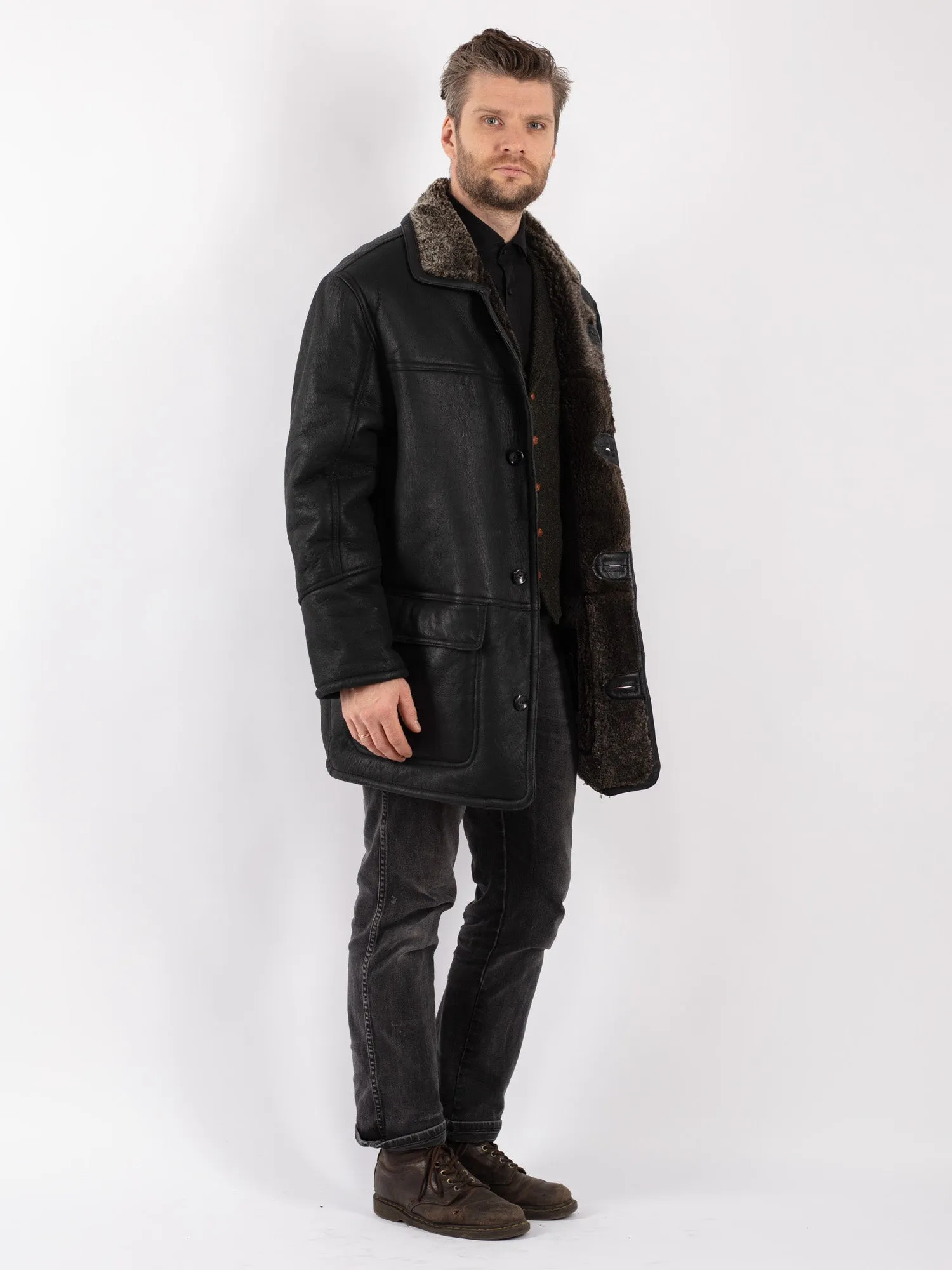 Vintage 90's Men Coat in Black