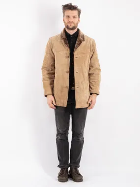 Vintage 90's Men Suede Sherpa Coat in Beige