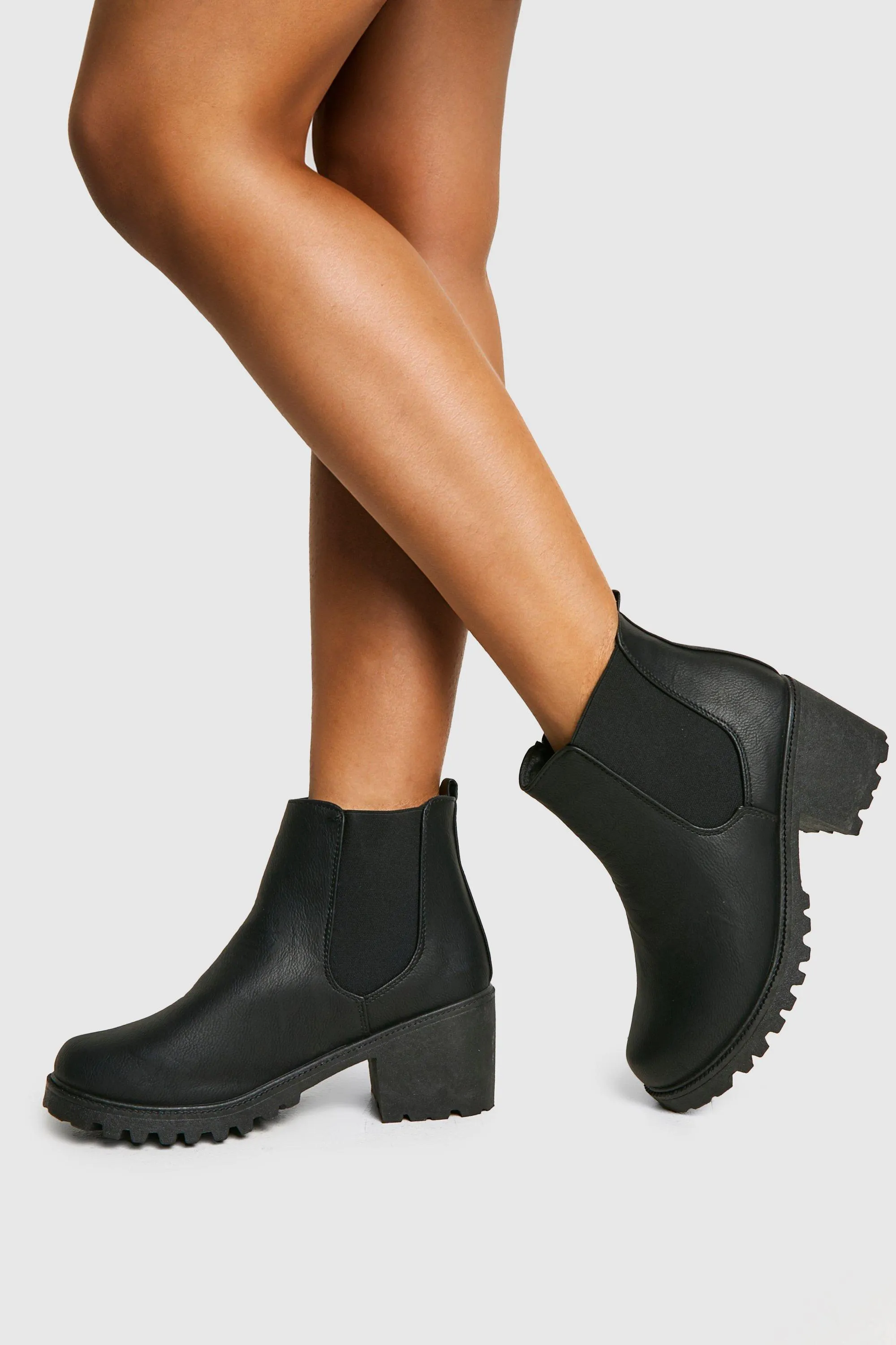 Wide Fit Chunky Elastic Chelsea Boots