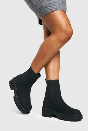 Wide Fit Nubuck Cleated Sole Chelsea Boots