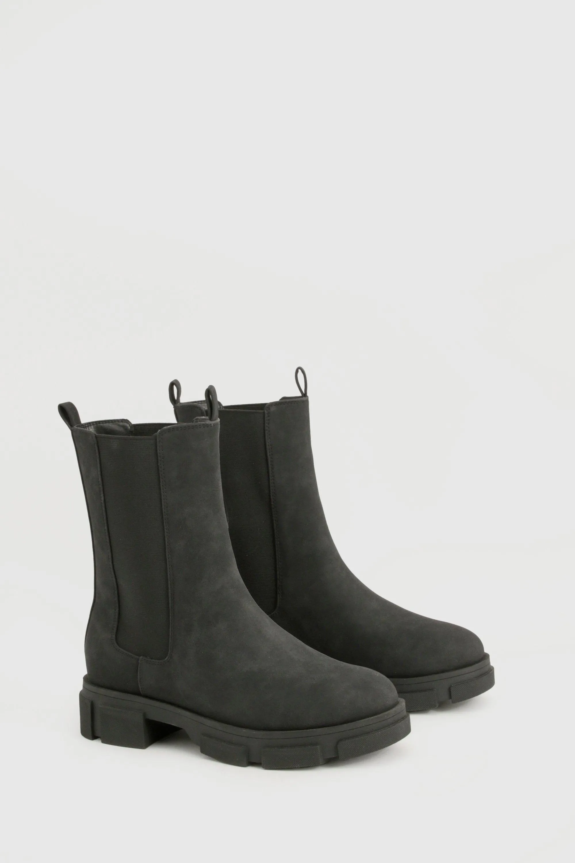 Wide Fit Panel Detail Calf High Chelsea Boots