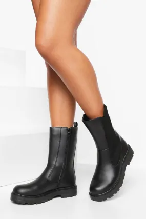 Wide Width Calf High Chelsea Boots