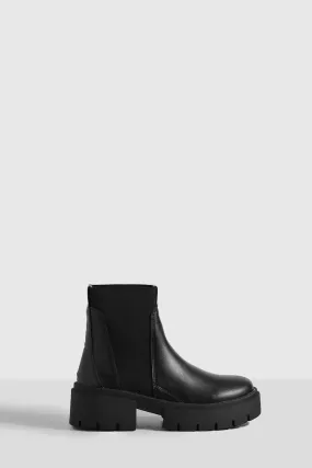 Wide Width Knit Detail Chunky Chelsea Boots