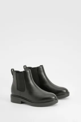 Wide Width Panel Detail Low Chelsea Boots