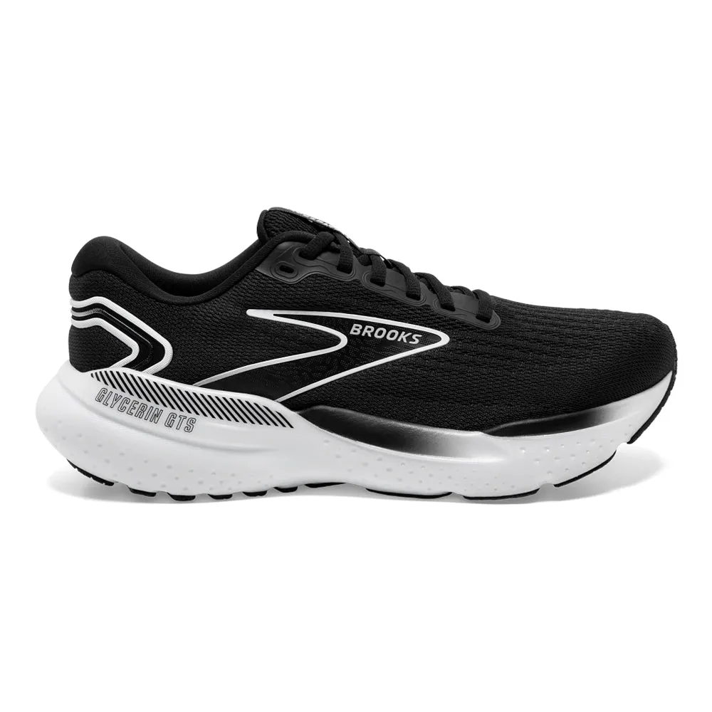 Women's Brooks Glycerin GTS 21, Black/Grey/White, 7 D Wide