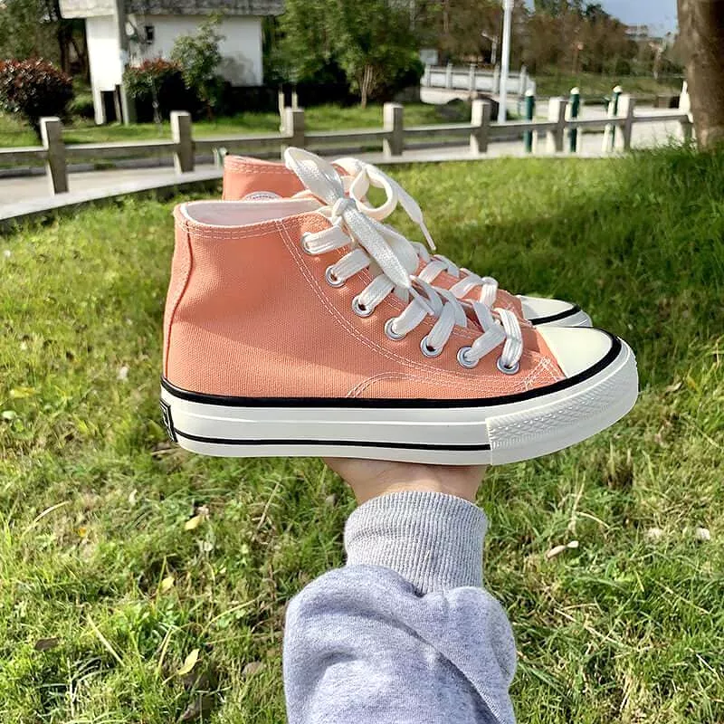 Women's Casual Daily Canvas Candy Colors Lace-up Sneakers