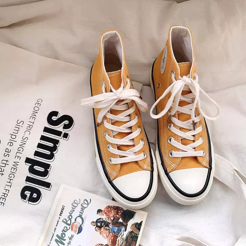 Women's Casual Daily Canvas Candy Colors Lace-up Sneakers