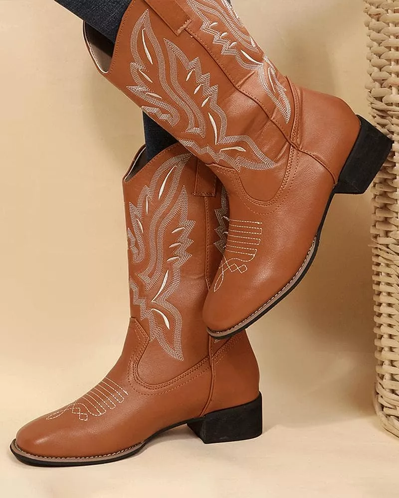 Women's Casual Retro Daily Floral Embroidery Boots