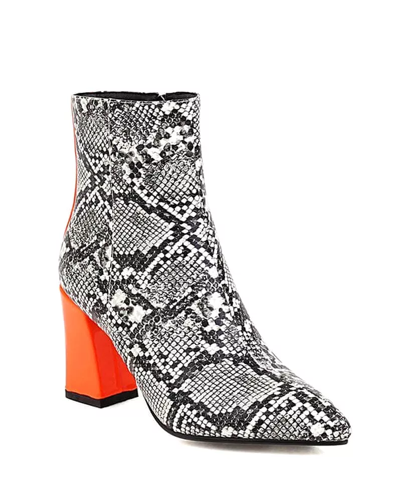 Women's Fashion Animal Print Zipper Ankle Boots