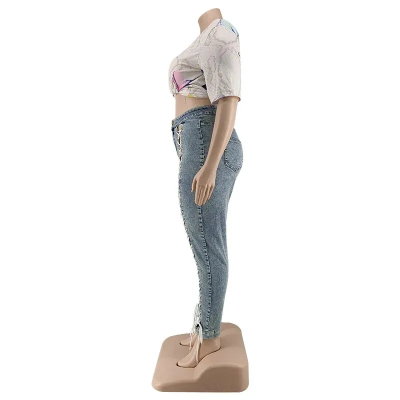 Women's Streetwear Elastic High Waist Stretchy Denim Skinny Trousers