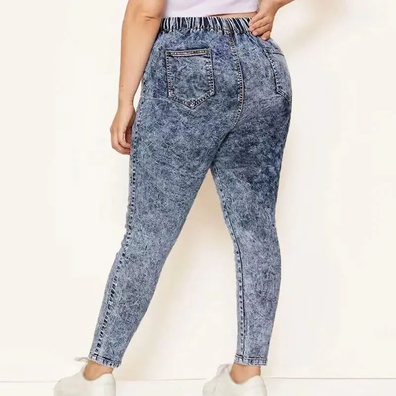 Women's Streetwear Elastic High Waist Stretchy Denim Skinny Trousers