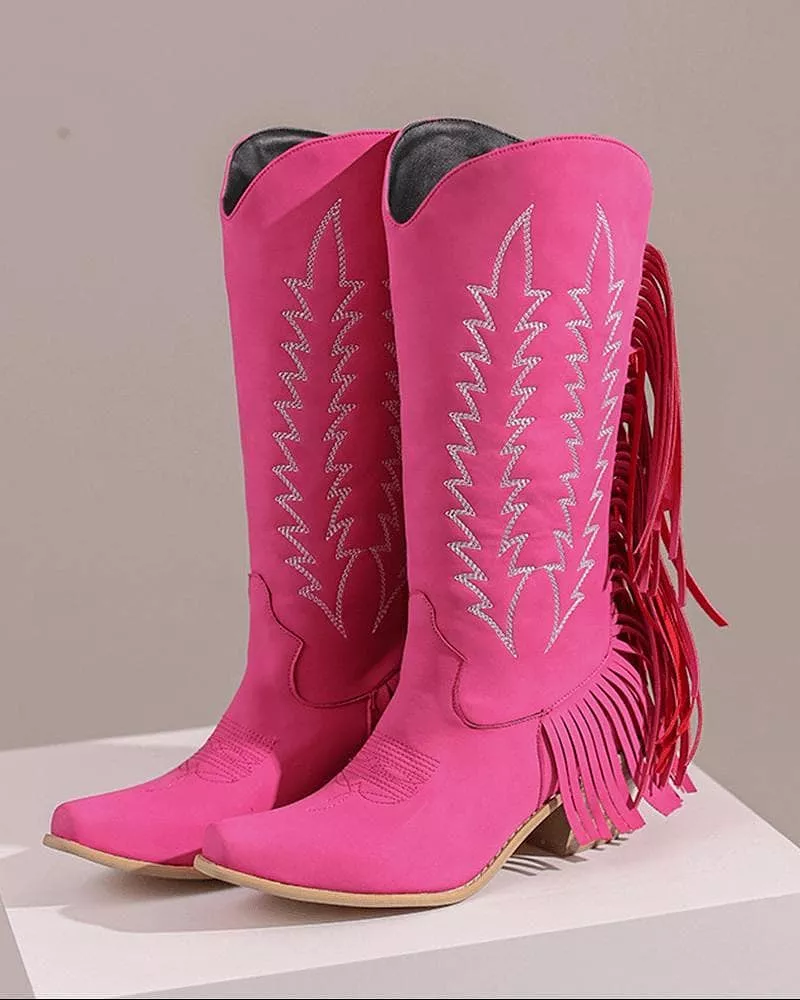 Women's Web celebrity style Embroidery Tassel Boots