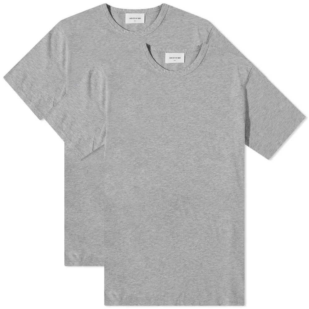 Wood Wood Allan Crew T-Shirt - 2 PackGrey Melange