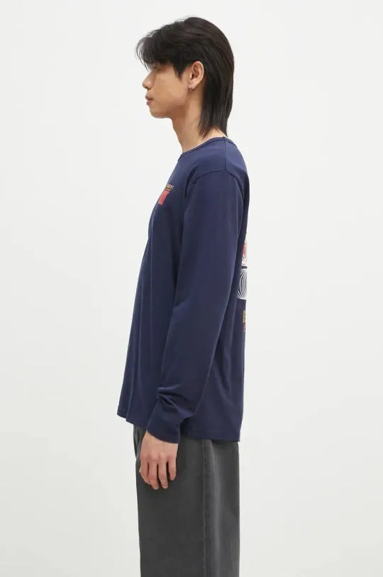 Wood Wood cotton longsleeve top navy blue color