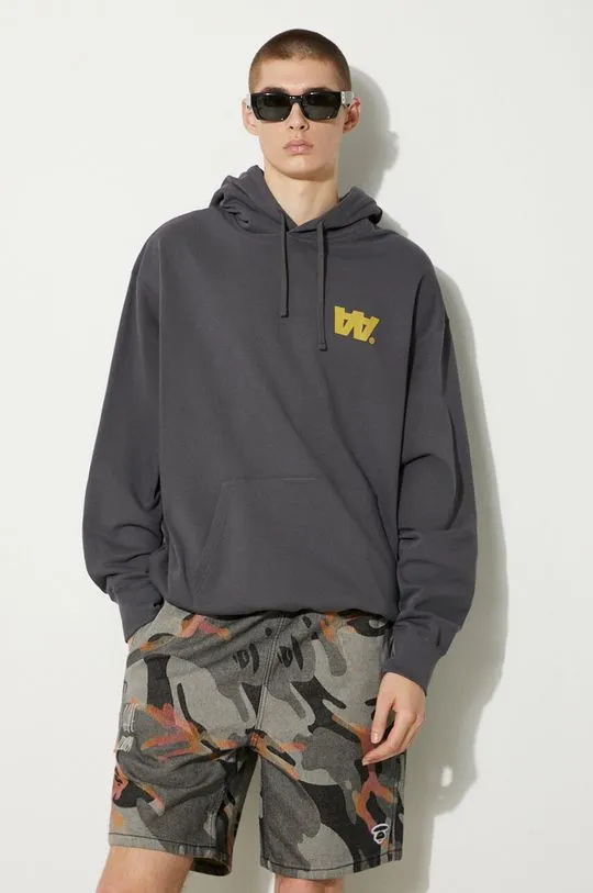 Wood Wood cotton sweatshirt Sweatshirt GOTS men's gray color hooded with a print 10305618.2424