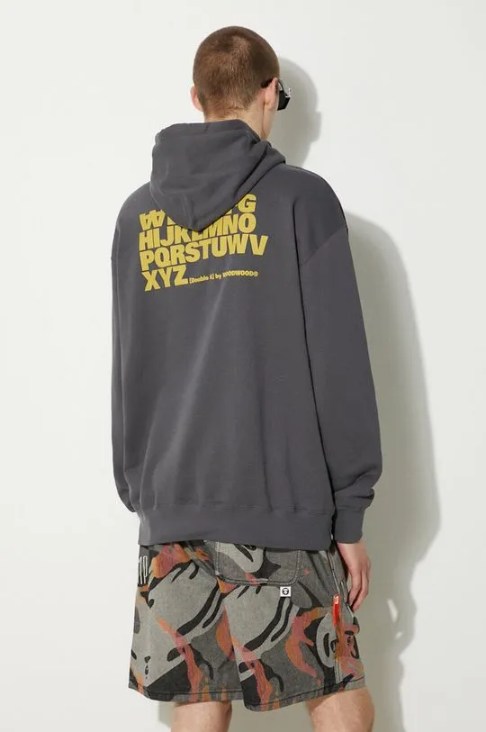 Wood Wood cotton sweatshirt Sweatshirt GOTS men's gray color hooded with a print 10305618.2424